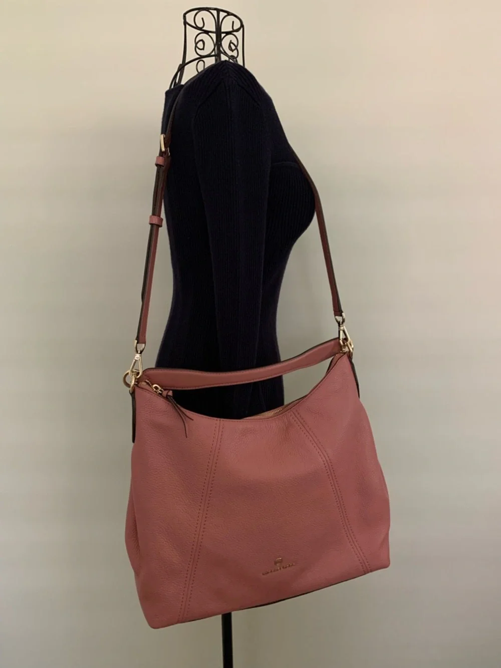 Michael Kors Sienna LG Convertible Shoulder Bag Rose Leather 2 Strap Crossbody